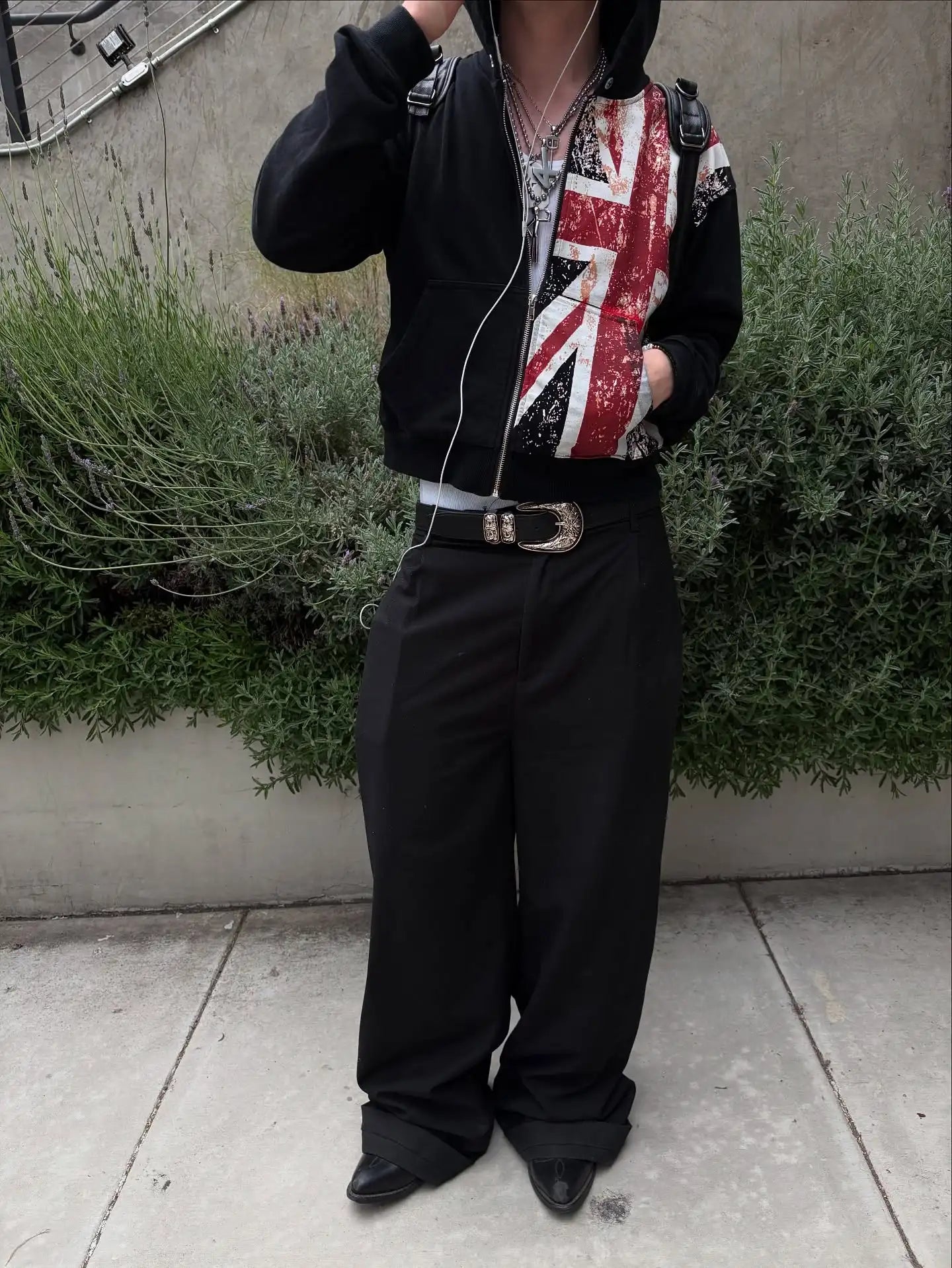 British flag printed cardigan hooded fashionable solid color oversized sweatshirt Y2K Harajuku Hip Hop Gothic casual clothes