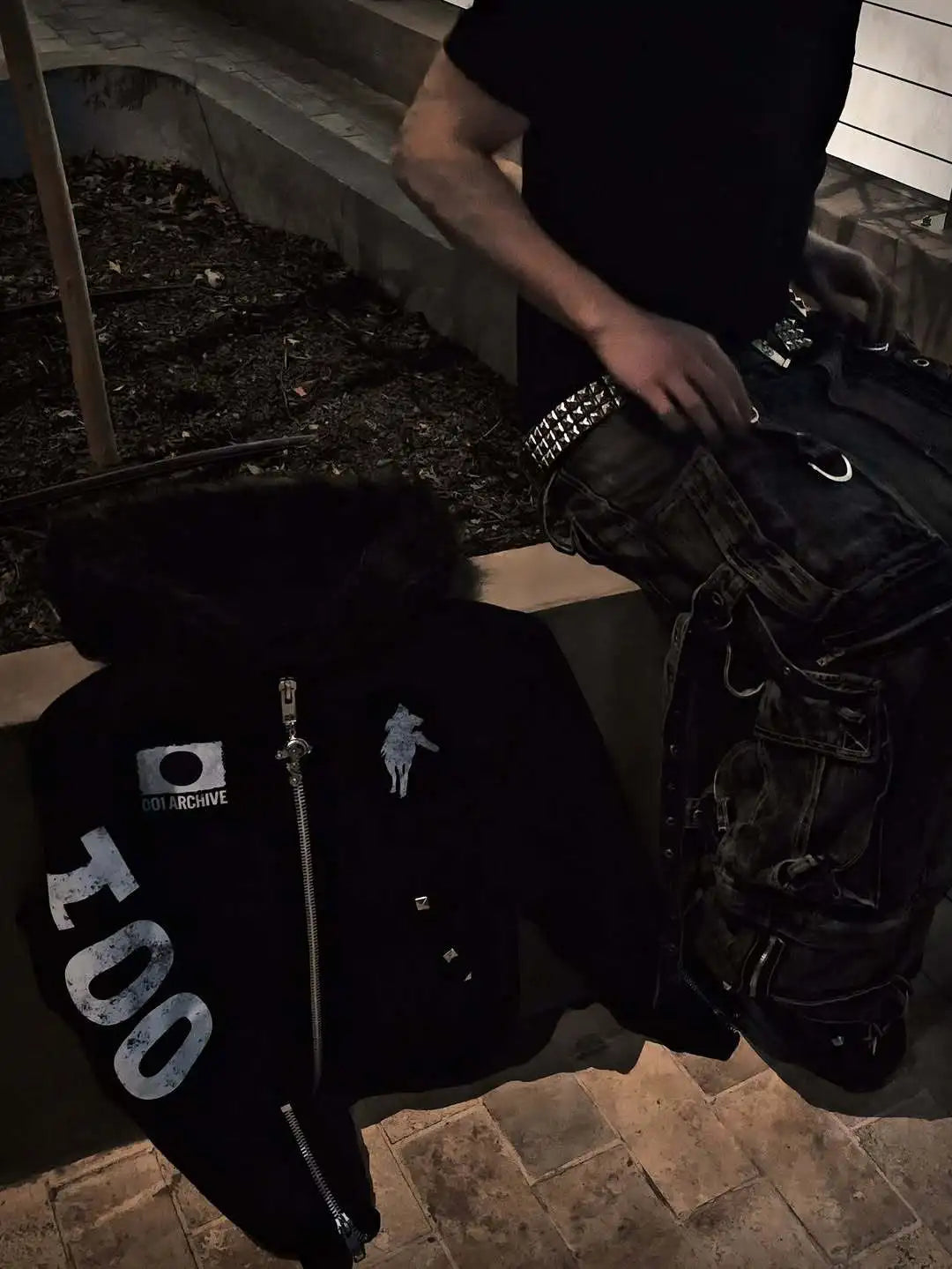 Y2K Japanese Harajuku streetwear European youth rivet fashion wool pullover men's urban casual hooded hip-hop printed sweatshirt