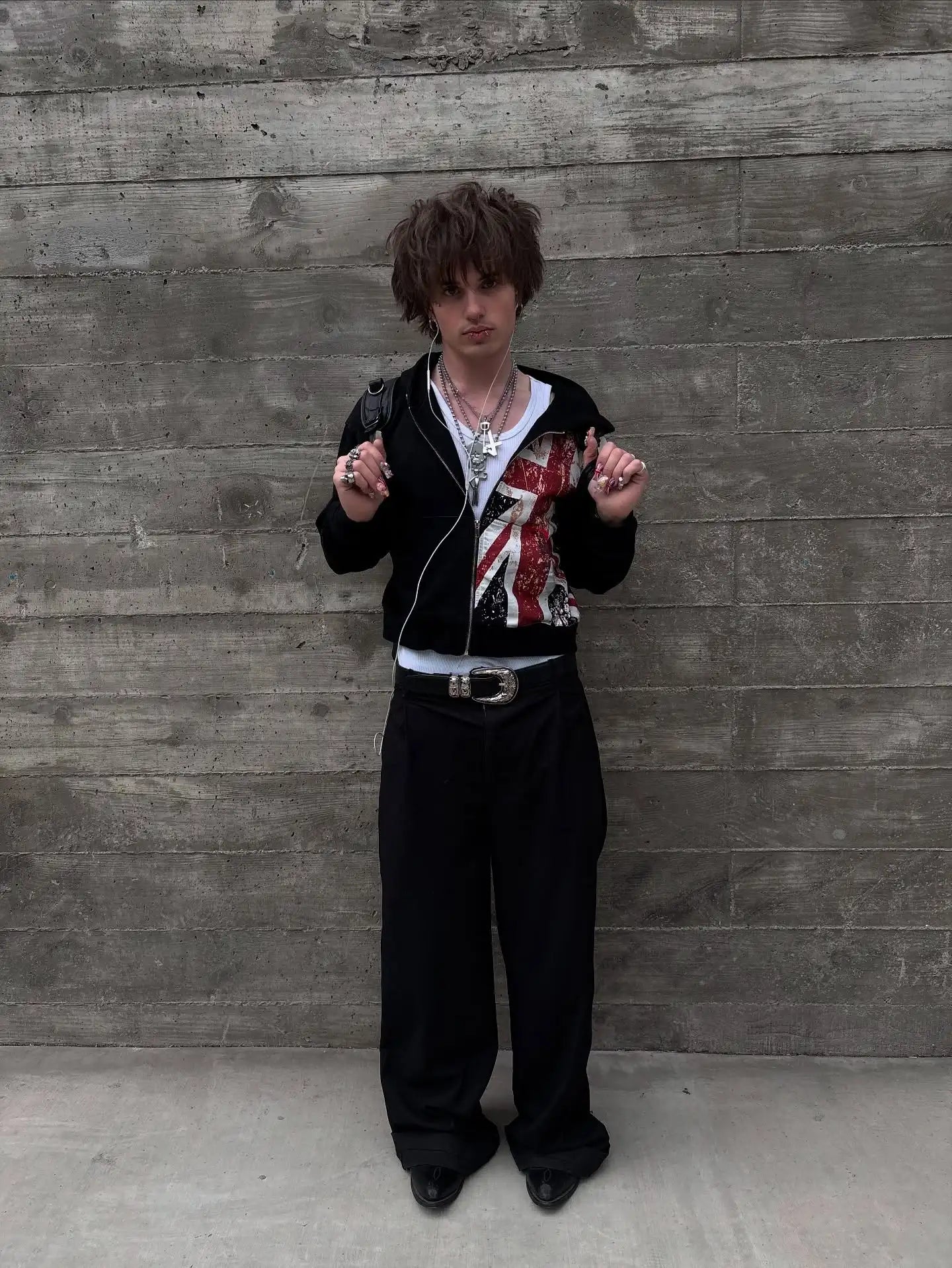 British flag printed cardigan hooded fashionable solid color oversized sweatshirt Y2K Harajuku Hip Hop Gothic casual clothes