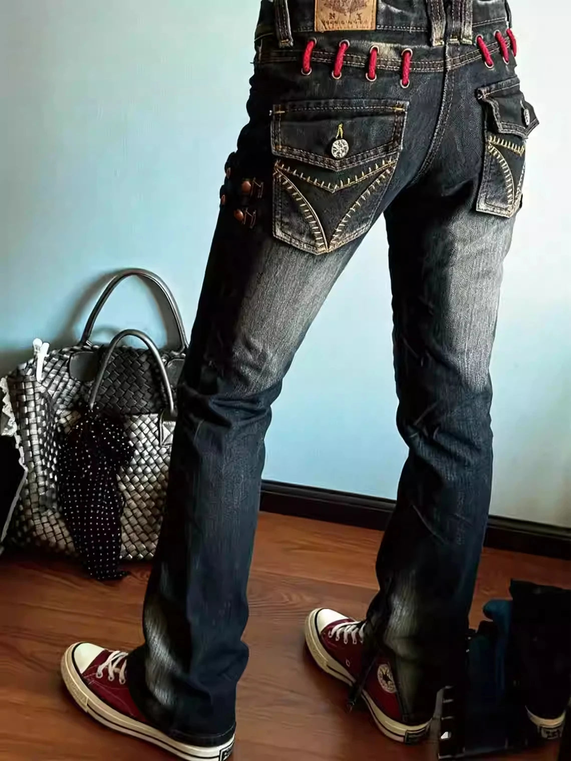 Women's Low Rise Jeans Harajuku Japanese Denim Pants Y2k Skinny Jean Bootcut Jeans High Street American Retro Grunge Cyber Punk